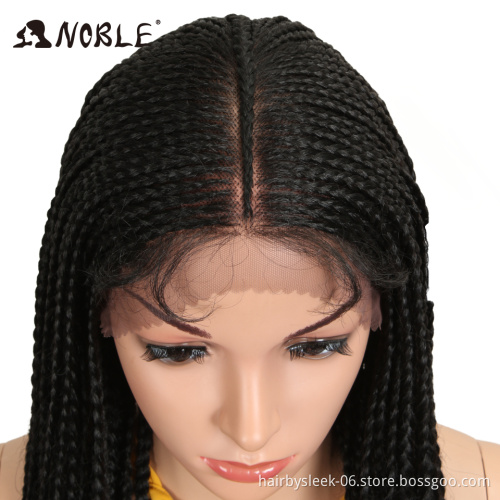 Noble Hair Braided Synthetic Lace Front Wig for Women Free Parting Red Ombre Brown Ponytail Crochet Braid Hair New Style Fashion
